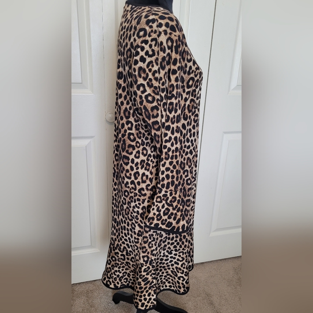 Michael Kors Women’s Long Sleeve Knee Length Leopard Print Dress Size Large - Picture 4 of 7